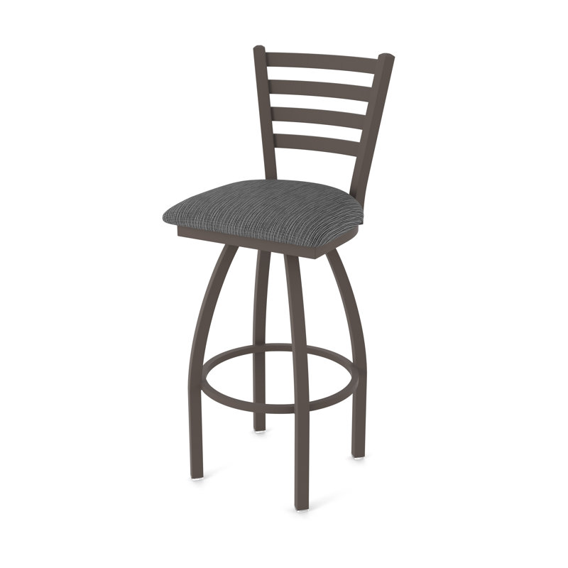 Jackie Swivel Stool, Bronze, Extra Tall (36" Seat Height), Fabric-Graph Coal