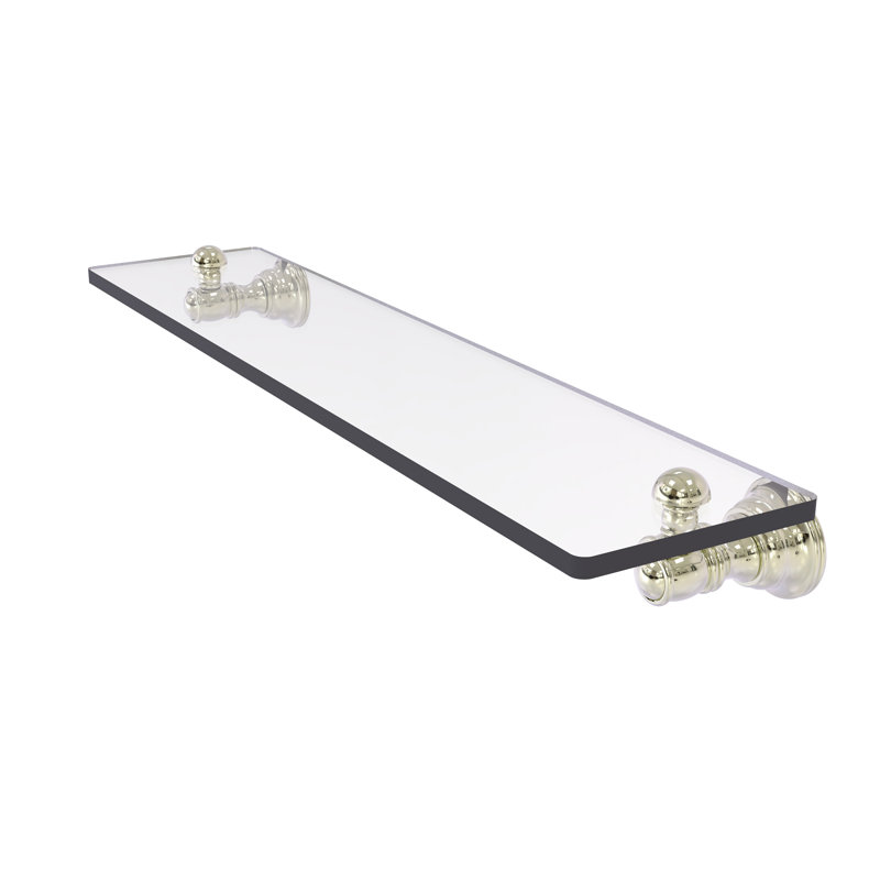 Freyja Glass Accent Shelf with Towel Bar, 2.4" H x 22" W x 5.54" D, Polished Nickel