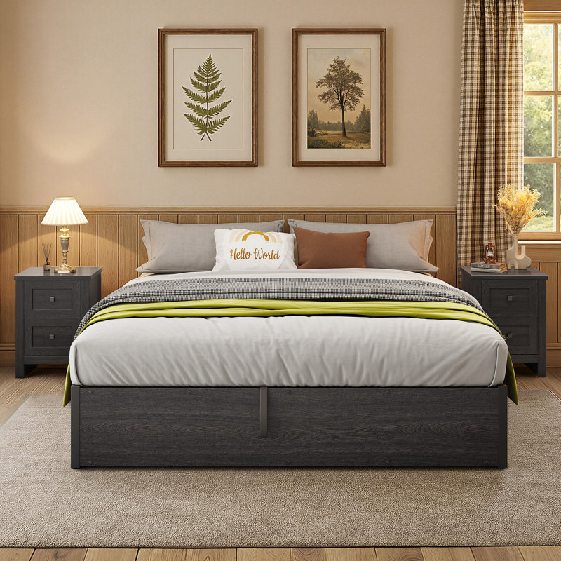 Shila Lift Up Storage Bed, Queen, Black