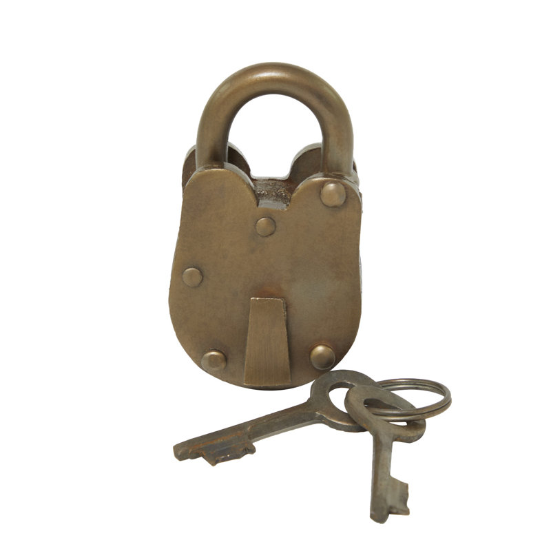 Dominick Lock And Key, 2.5" H x 1.4" W x 0.95" D, Bronze