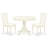 3 Piece Dining Set Contains a Round Dining Table with Pedestal and 2 Linen Fabric Kitchen Room Chairs, Linen White-748710716-682170271-700968730