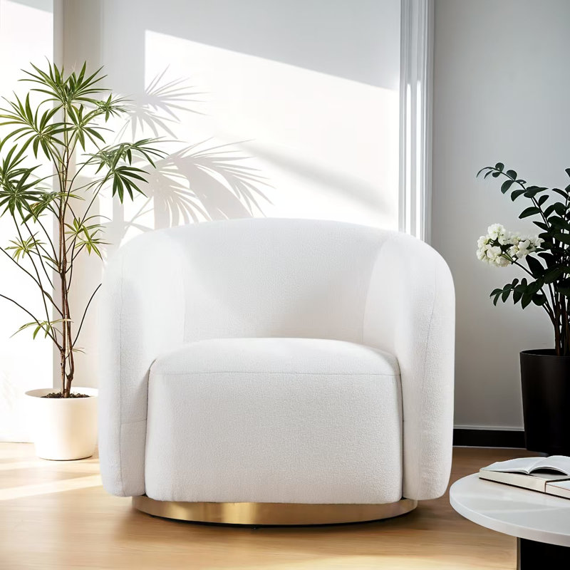 Chaise pivotante rembourrée Dove, Ourson blanc