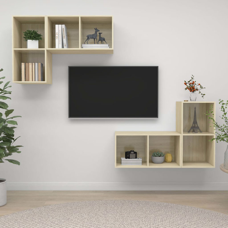 Drawhorn Unfinished Floating TV Stand for TVs up to 88", Sonoma Oak