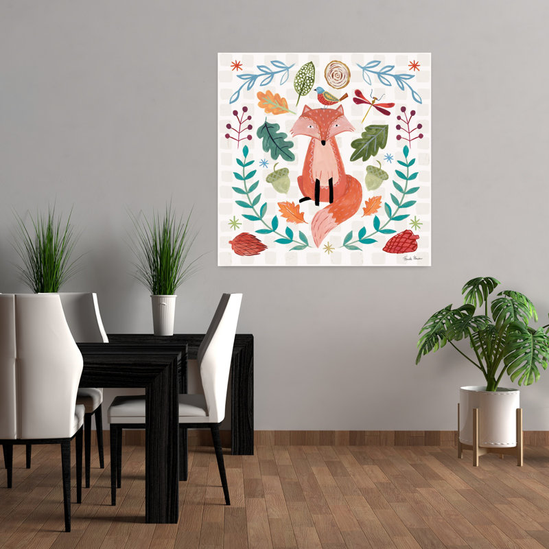Art contemporain bleu fantaisiste avec des animaux, H 36 po x l 36 po