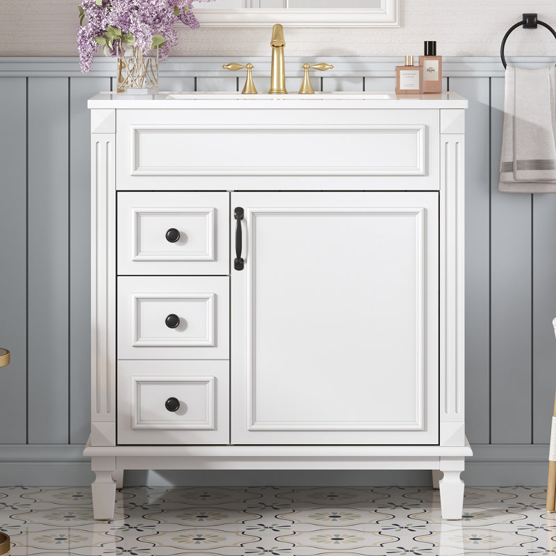 Meuble-lavabo 30 po avec lavabo en céramique, Blanc