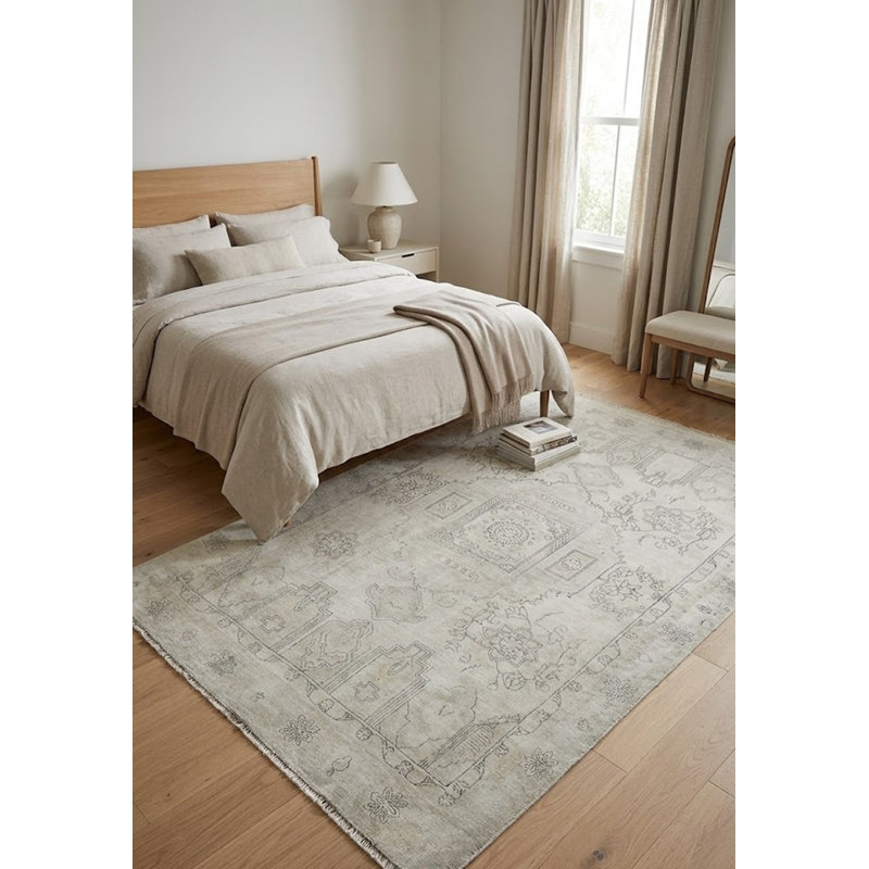 Tapis oriental antique délavé à la main 6 x 9