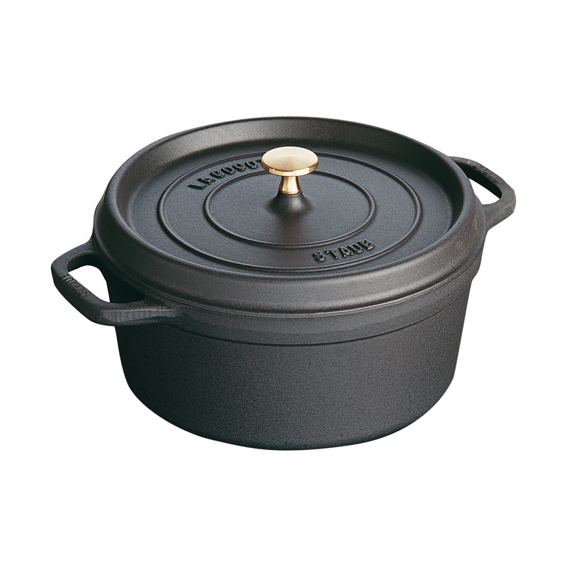 La Cocotte Cast Iron Round Cocotte, Black Matte, 2.75 quarts