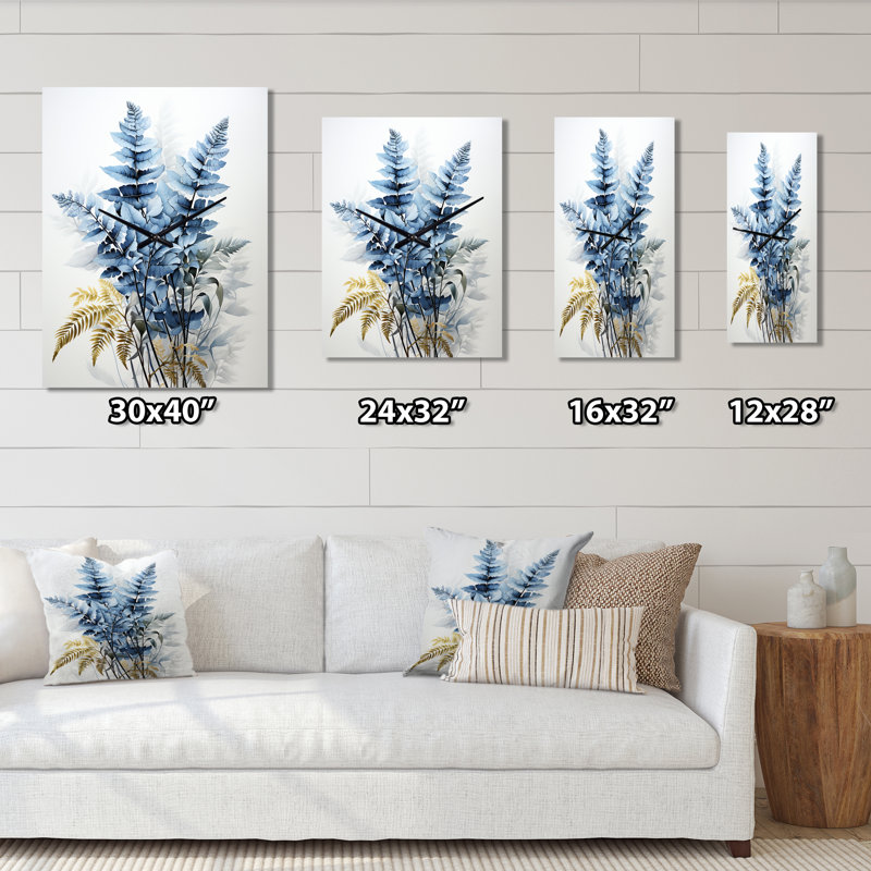 Horloge murale Ferns Sapphire Illumination I - Floral, Grand