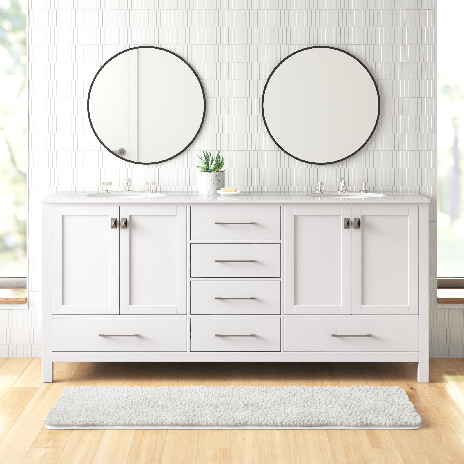 Wade Logan® Bagdai 72'' Double Bathroom Vanity with Engineered Marble ...