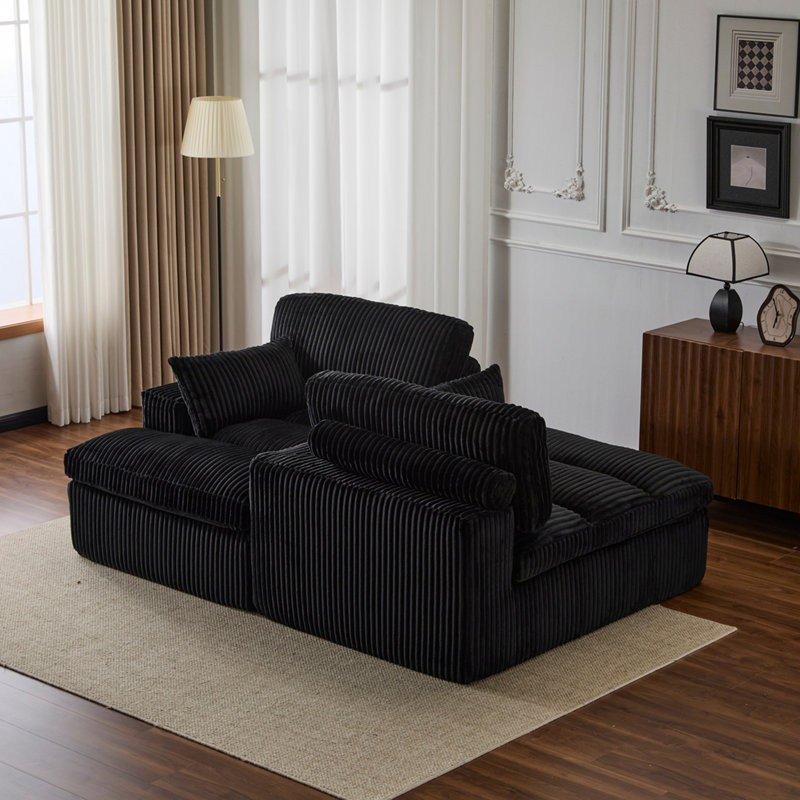 Canapé-lit modulaire surdimensionné Boneless, H 35,04 po x l 82,68 po x P 57,09 po, Noir