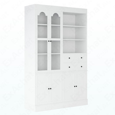 Freestanding Buffet With Hutch 47.2X15.7X75in - Multi-Shelf Pantry Cabinet For Dining & Living Room