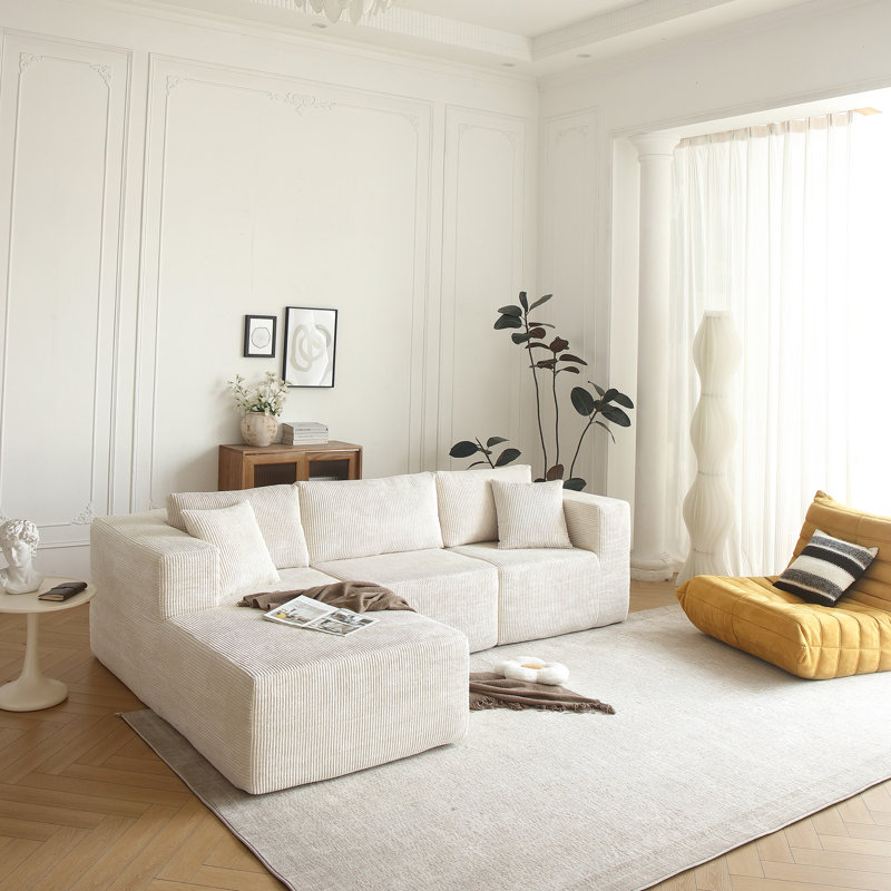 Canapé de style Mid-Century moderne, canapé modulaire en forme de L pour le salon, canapé modulaire spacieux pour la chambre d'amis, support de 3 ressorts