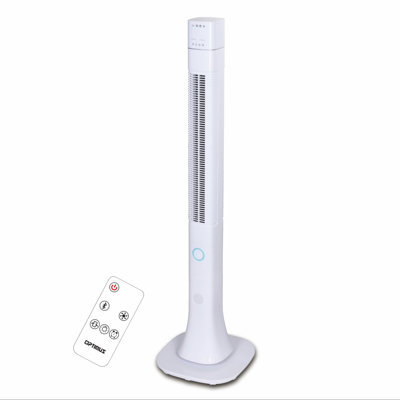 48" Pedestal Tower Fan with Remote & LED, Bluetooth, White