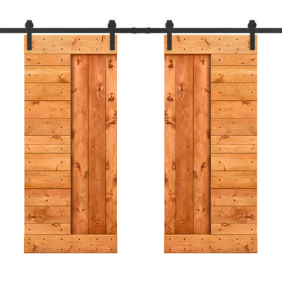 84'' Solid Wood Paneled Painted without Installation Hardware Kit Barn Door