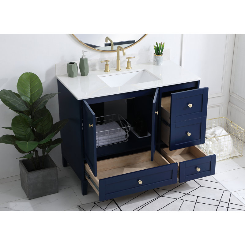 Ensemble de meuble-lavabo simple 42 po Selma, Bleu