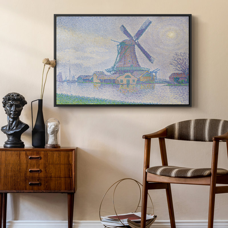 Moulin d'Edam (Moulin d'Edam), 1896 - Paul Signac, toile tendue avec châssis, 24 po x 36 po, Doré