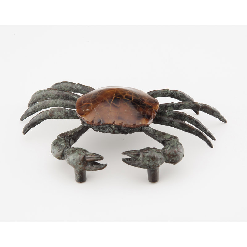 Schaub Nature Crab Cabinet Pull w/ Shell Inlays 1-5/8" C-to-C, Tiger Penshell