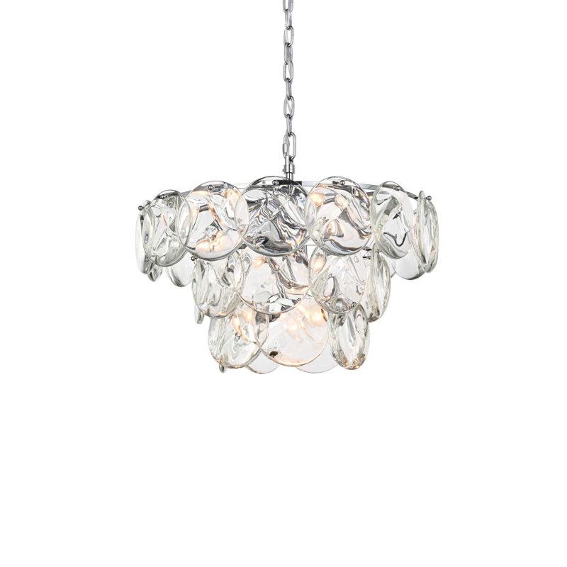 Lustre en cristal 24 pouces Ikeny, 12 lumières, H 14 po x l 24 po x P 24 po, Chrome chrome