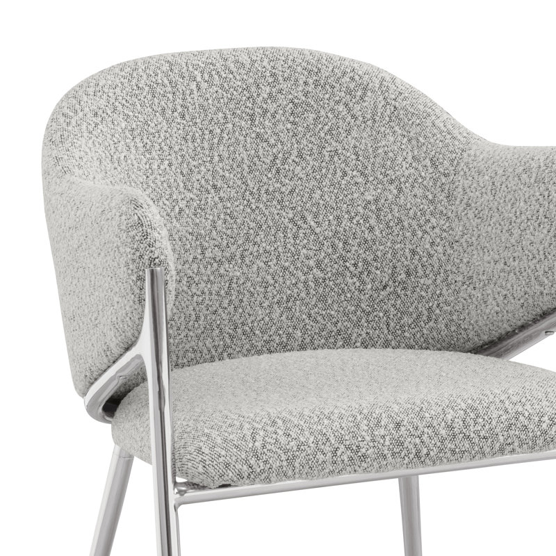 Tabourets de bar en tissu Teddy Boucle, Tabouret de bar (siège d'une hauteur de 30 po), Siège gris riche / cadre argenté