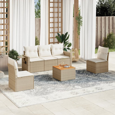  Ensemble de canapé de jardin modulaire standard en rotin PE beige
