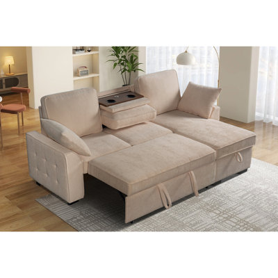 Multi - Functional Sectional Sofa Ensemble Featuring A Removable Cup Holder Tray, Storage - Integrated Chaise And Adjustable Backrests