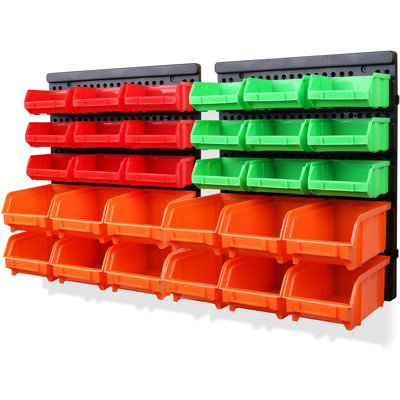 30PCS Wall Mounted Storage Bins, Plastic Garage Rack,Screw Storage,Tool Organizers.