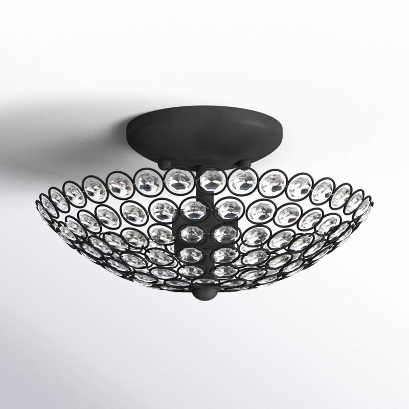 Plafonnier semi-encastré 19,75 po Ludie, Noir, 11"