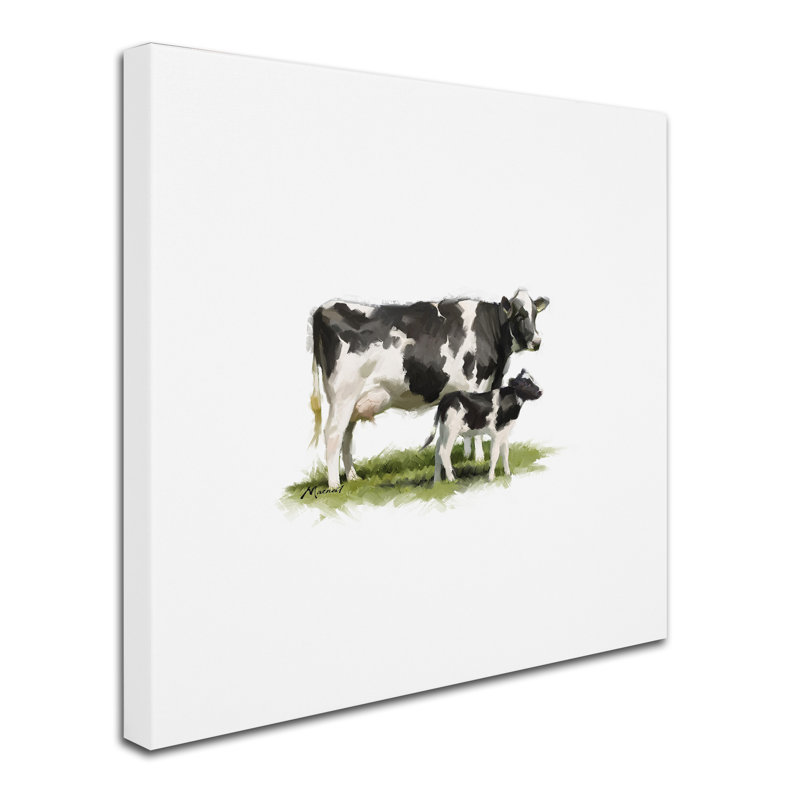 Armand «Cow with Calf», reproduction sur toile, H 35 po x l 35 po x P 2 po