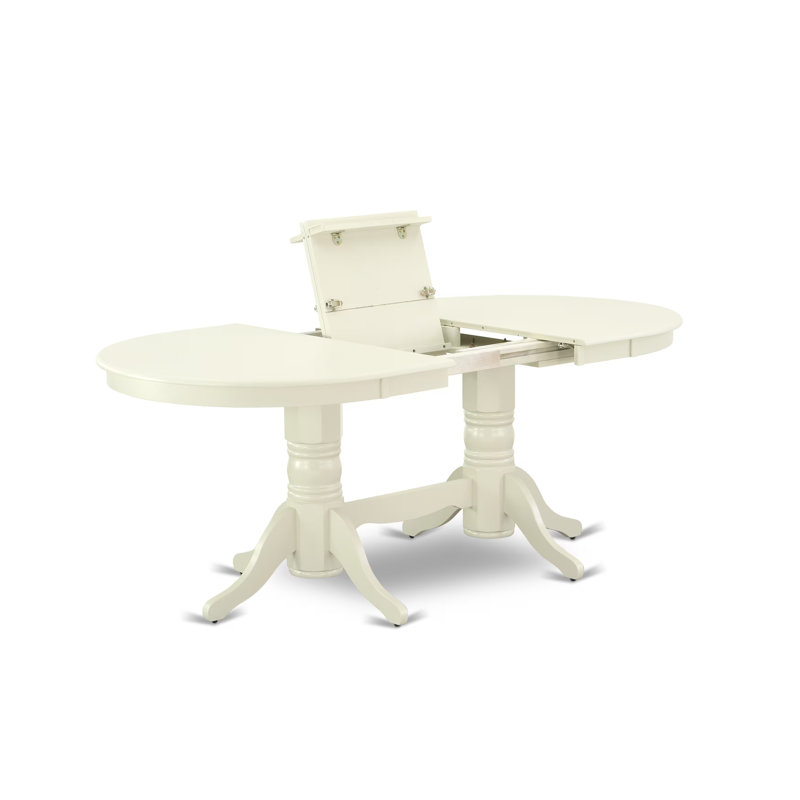 Ensemble de salle à manger 5 pièces comprenant une table de cuisine ovale avec rallonge papillon et 4 chaises de salle à manger Parson en lin Shitake foncé, 101,6 x 193,3 cm, blanc lin