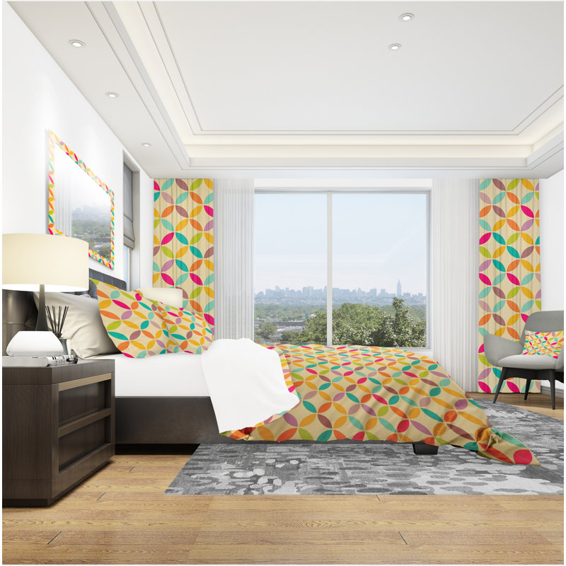 Ensemble de housse de couette moderne et contemporaine en microfibre jaune, Housse de couette double / grand + 2 taies