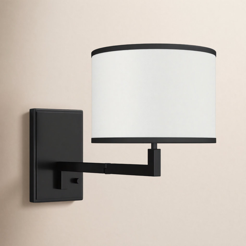 Cobblefield Single Light Dimmable Swing Arm Sconce, Matte Black