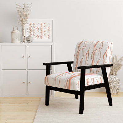 Chaise rembourrée moderne avec accoudoirs orange et blanc Terra Lines