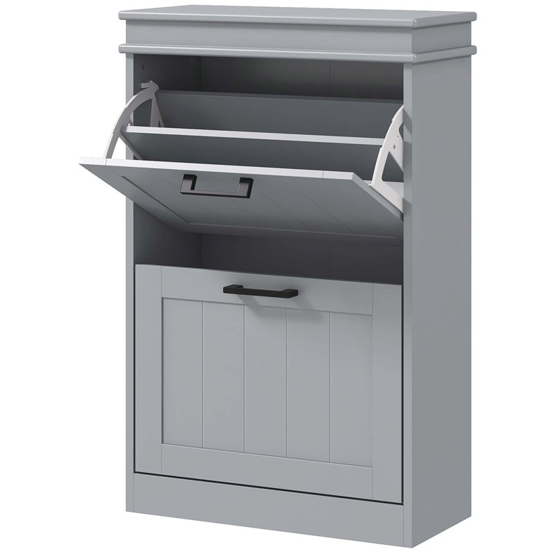 10 Pair Flip Down Shoe Storage, Grey/Black
