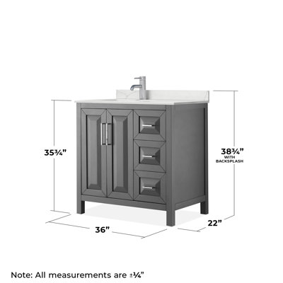 Meuble-lavabo simple 36 po avec plateau en quartz Daria