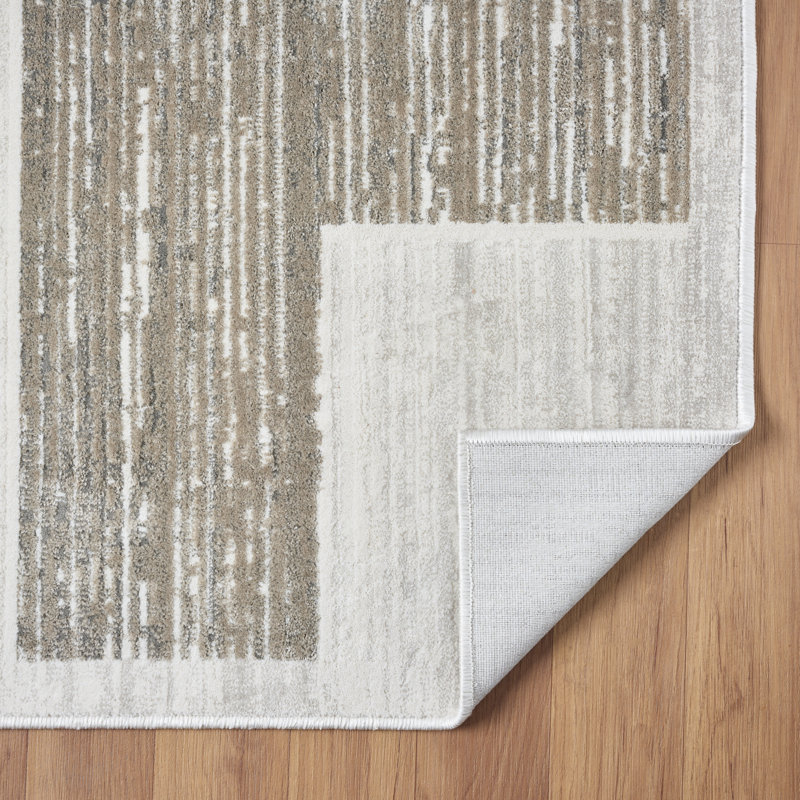 Huseman Beige Mosaic Block Area Rug, Runner 2'8" x 8'