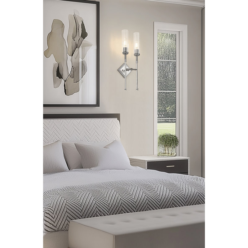 Granton 23.75 inch Brushed Nickel 2 Light Wall Sconce, Brushed Nickel
