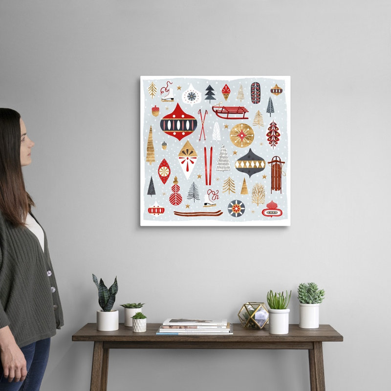 Reproduction d’art sur toile, "Christmas chalet IV" par Victoria Borges, H 24 po x l 24 po x P 1,25 po, Toile tendue