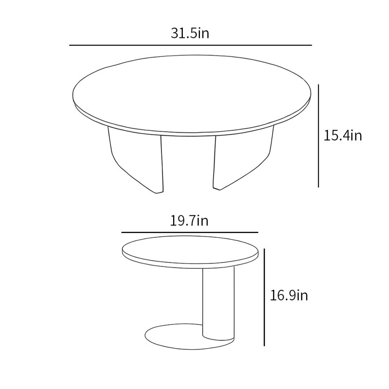 Tables basses simples de style moderne, H 15,4 po x L 31,5 po x l 31,5 po