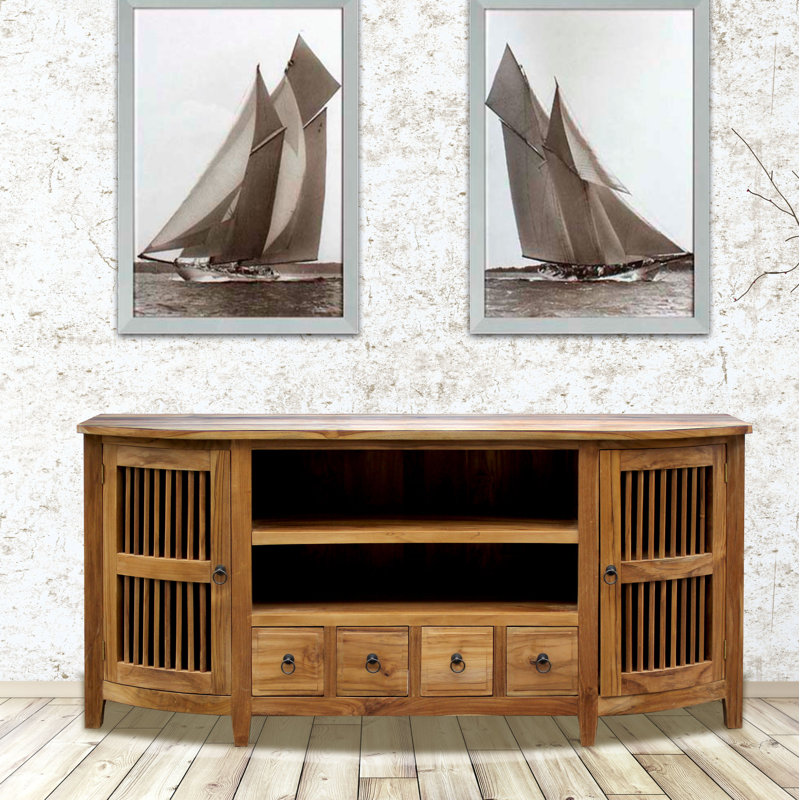 Perla 69'' Eco Teak Sideboard with Slatted Doors and Storage