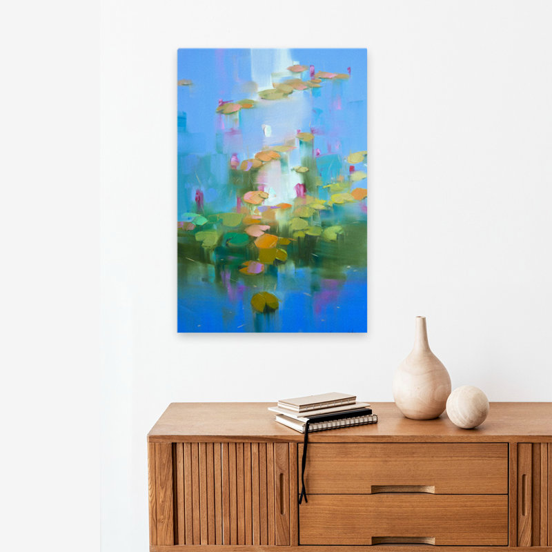 Nénuphars - paysages, nénuphars, cours d'eau, art, H 24 po x l 16 po