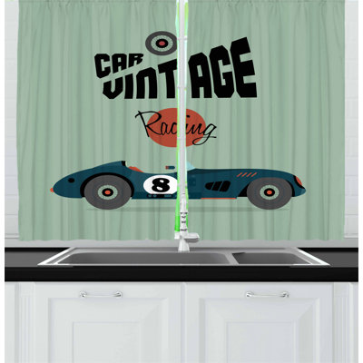 Cars 2 Piece Kitchen Curtain