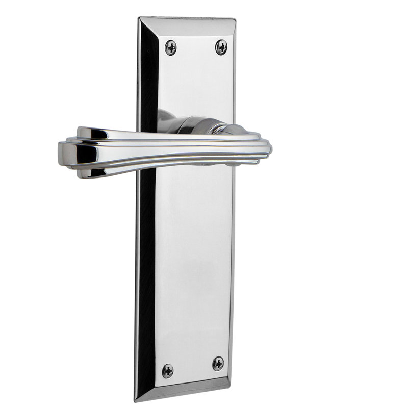 New York Plate Double Dummy with Fleur Lever, Bright Chrome