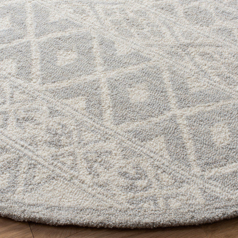 Jahiem Hand-Tufted Wool Gray Area Rug, Square 6'
