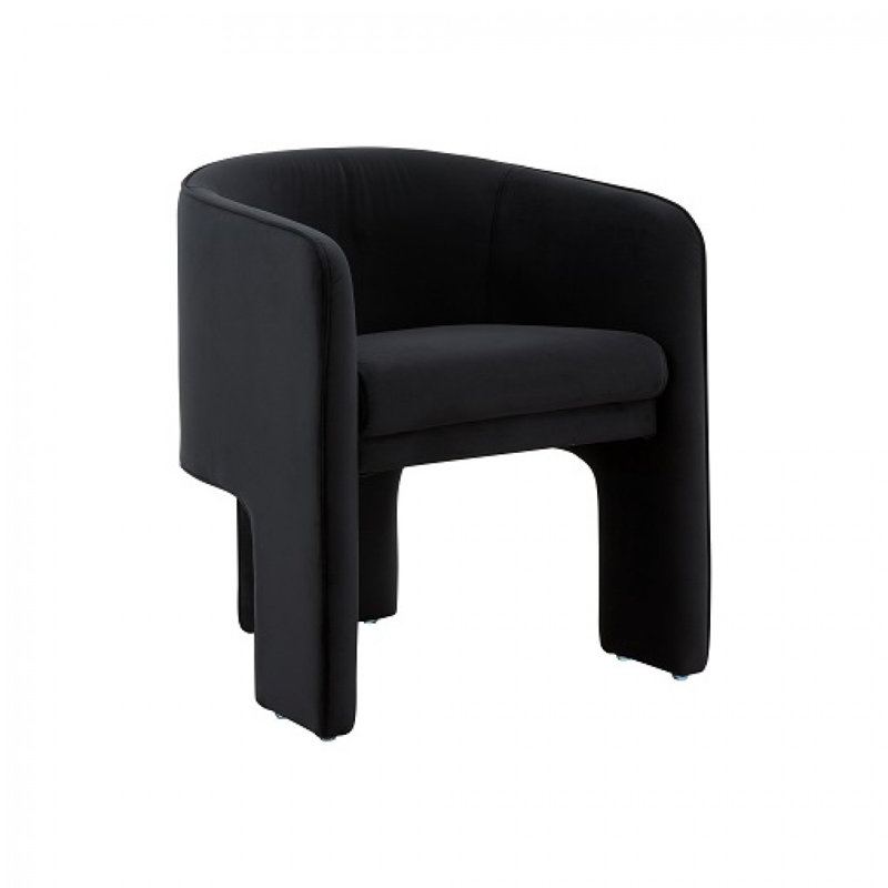 Fauteuil en velours 24 po Bartholomew, Noir, noir, noir, noir