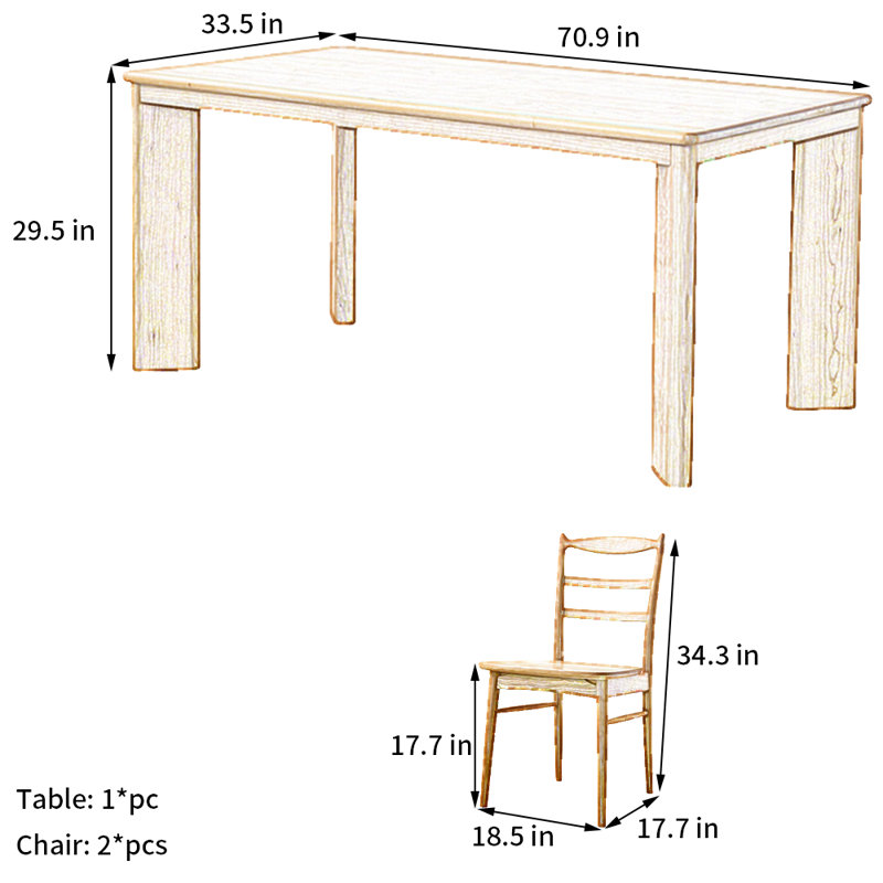 Cherry Wood Rectangular Dining Table Set