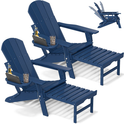 Chaise Adirondack pliante et réglable en PEHD Celese avec repose-pieds