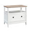 Classeur latéral moderne blanc avec tiroir pleine extension et accents de tons de bois, s'adapte à plusieurs tailles, tablette ouverte pour plus d'espace, types d'assemblage simples,