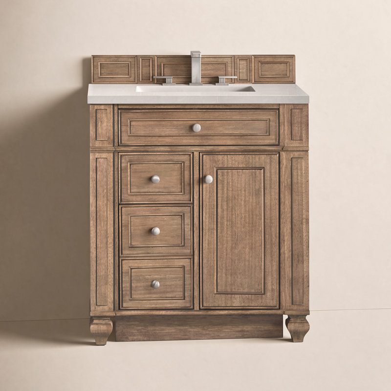 Calisto 30" Single Bathroom Vanity, Saddle Brown, White Zeus, 8" Widespread