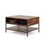 Table basse à plateau rabattable avec rangement Farmhouse - Table en grain de bois rustique de 31,5 po, compartiment de rangement caché pour le salon, structure en métal robuste - facile à assembler et à nettoyer