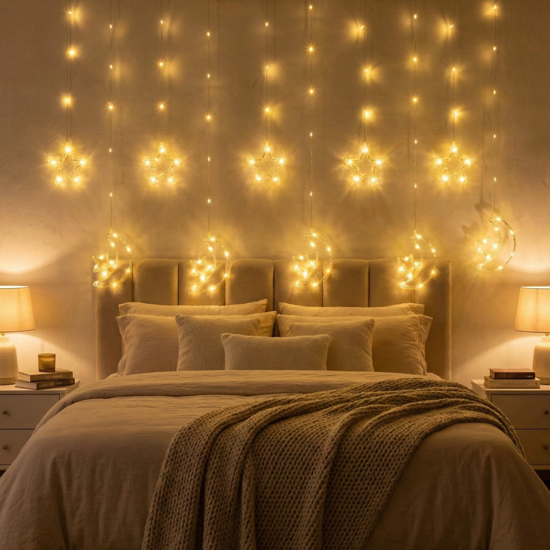 115 guirlandes de lumière DEL avec lune et étoile (alimenté par USB)
